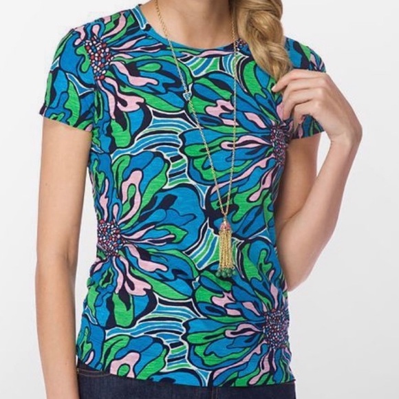 Lilly Pulitzer Tops - Lilly Pulitzer | Lexi Crewneck Blue/Green Floral T